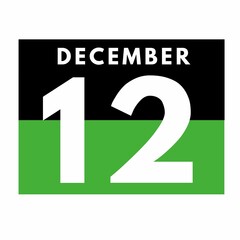 December 12 . Flat daily calendar icon .date ,day, month .calendar for the month of December