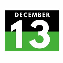 December 13 . Flat daily calendar icon .date ,day, month .calendar for the month of December