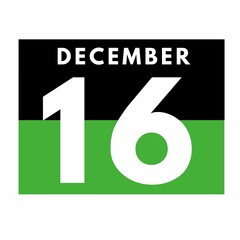 December 16 . Flat daily calendar icon .date ,day, month .calendar for the month of December