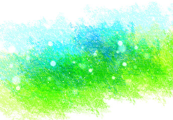 ブルーとグリーンのオイルパステルで描いた抽象的な背景
