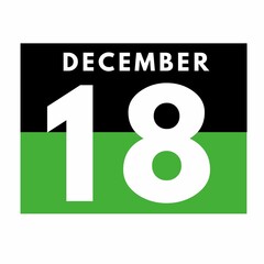 December 18 . Flat daily calendar icon .date ,day, month .calendar for the month of December