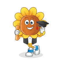 sunflower head cartoon graduation vector. cartoon character