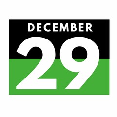 December 29 . Flat daily calendar icon .date ,day, month .calendar for the month of December
