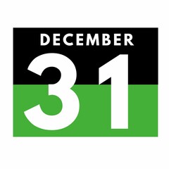 December 31 . Flat daily calendar icon .date ,day, month .calendar for the month of December