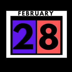 February 28 . colored flat daily calendar icon .date ,day, month .calendar for the month of February