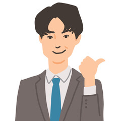 微笑みながらいいねをするビジネスマン