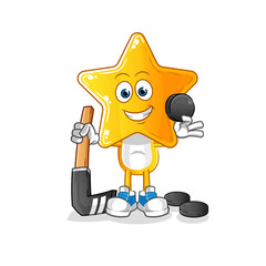 star head cartoon playing hockey vector. cartoon character