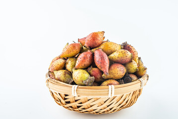 Fresh Chinese herbal medicine golden cherry on white background