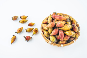 Fresh Chinese herbal medicine golden cherry on white background