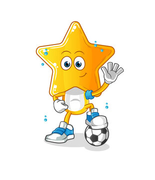 star head cartoon playing soccer illustration. character vector