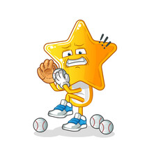 star head cartoon baseball pitcher. cartoon mascot vector