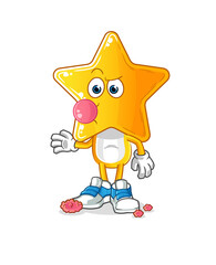 star head cartoon chewing gum vector. cartoon character