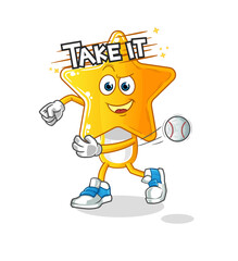 star head cartoon throwing baseball vector. cartoon character