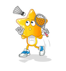 star head cartoon smash at badminton. cartoon mascot vector