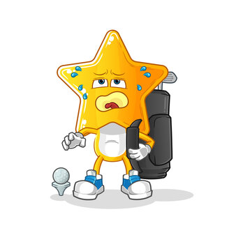 star head cartoon with golf equipment. cartoon mascot vector
