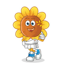 sunflower head cartoon with greek clothing. cartoon mascot vector