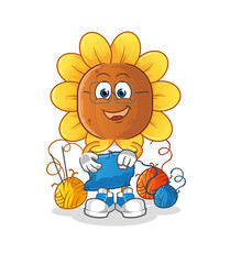 sunflower head cartoon tailor mascot. cartoon vector