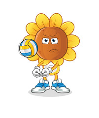 sunflower head cartoon play volleyball mascot. cartoon vector