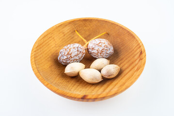 Dish of ginkgo on white background