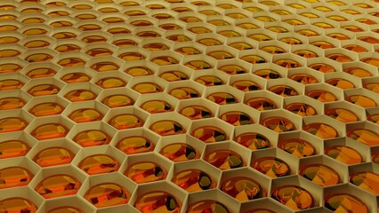 Obraz premium image of cartoon bee honeycombs. Honey. The concept of natural medicines.
