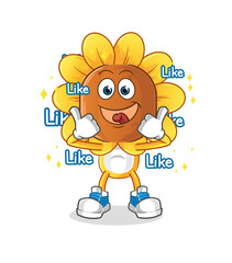 sunflower head cartoon give lots of likes. cartoon vector