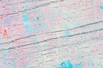 abstract grunge background: rough linen canvas thinly coated with light tinted primer, short focus,...