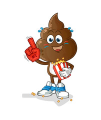 human shit head cartoon fan with popcorn illustration. character vector