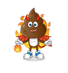 human shit head cartoon demon with wings character. cartoon vector