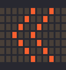 Letter Symbol Left Shift Led orange color and a dark background, Vector illustration