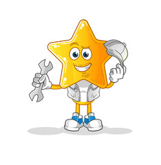 star head cartoon mechanic cartoon. cartoon mascot vector