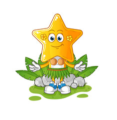 star head cartoon hawaiian waving character. cartoon vector