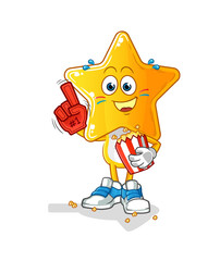 star head cartoon fan with popcorn illustration. character vector