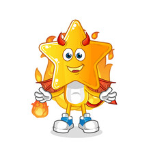 star head cartoon demon with wings character. cartoon vector