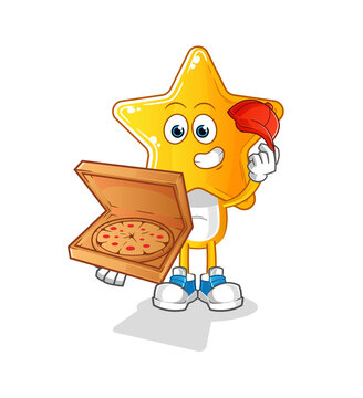 recommend clip art: star head cartoon pizza delivery boy vector. cartoon character