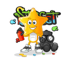 star head cartoon graffiti artist vector. cartoon character