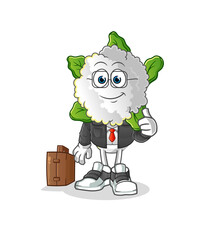 cauliflower head cartoon office worker mascot. cartoon vector