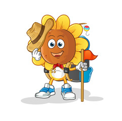 sunflower head cartoon scout vector. cartoon character