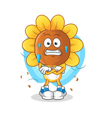 sunflower head cartoon cold illustration. character vector