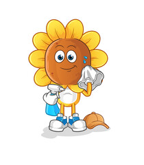 sunflower head cartoon cleaner vector. cartoon character