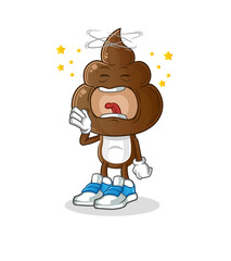human shit head cartoon yawn character. cartoon mascot vector