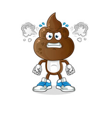 human shit head cartoon very angry mascot. cartoon vector