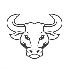 Bull Head mascot logo icon buffalo ox Face flat vector illustration 