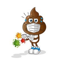human shit head cartoon refuse viruses. cartoon mascot vector