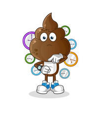 human shit head cartoon with wristwatch. cartoon mascot vector