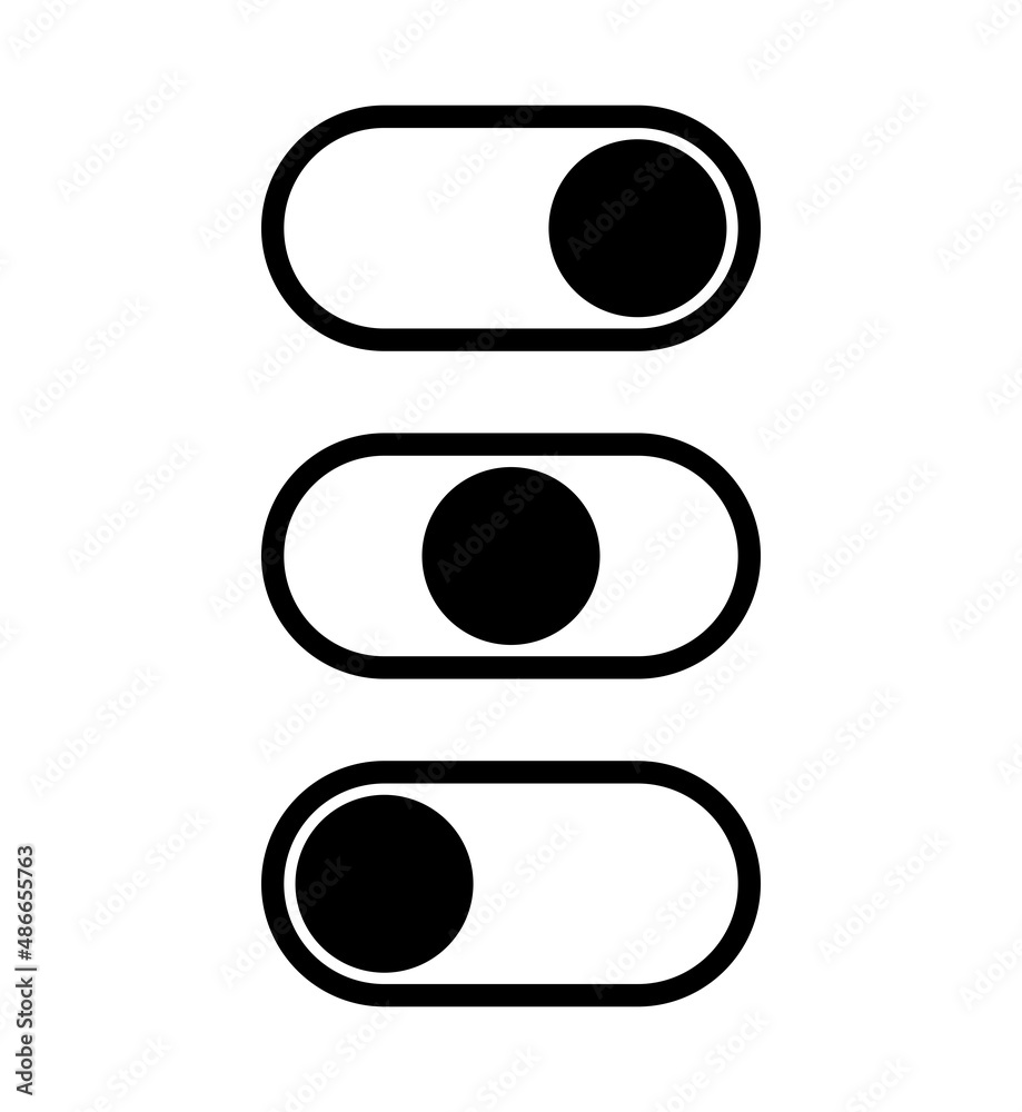 Poster on off switch button slider toggle icon set. vector image.