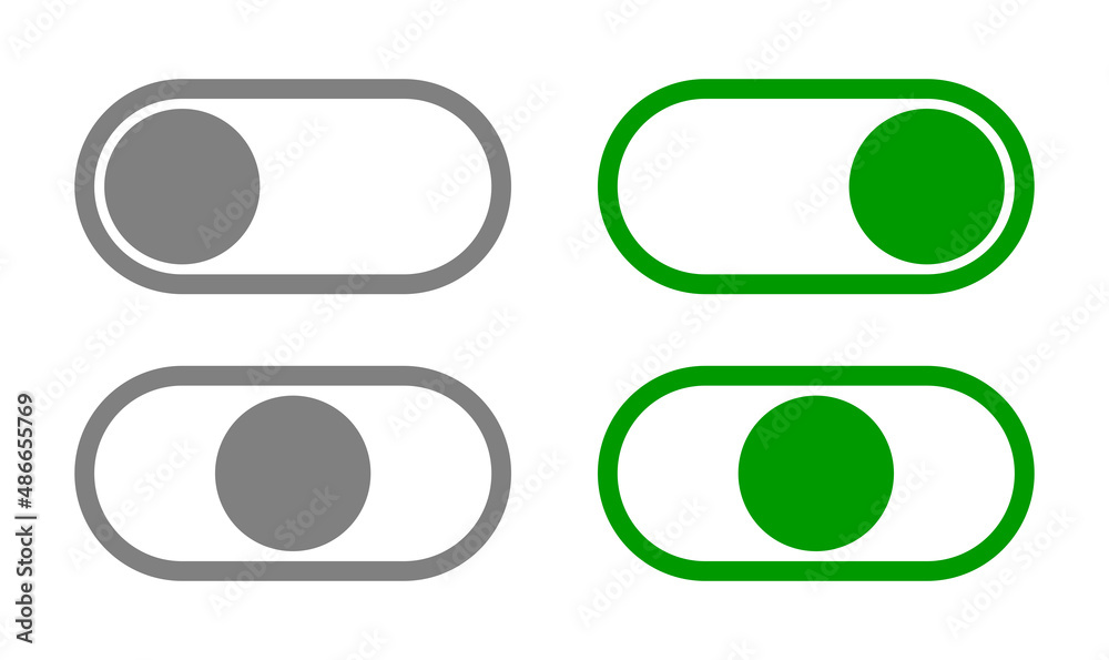 Poster on off switch button slider toggle icon set. vector image.