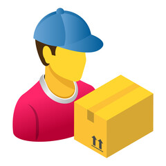 Delivery Man - Isometric 3d illustration.