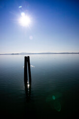 Glimpse of the peaceful Trasimeno lake in Umbria Italy