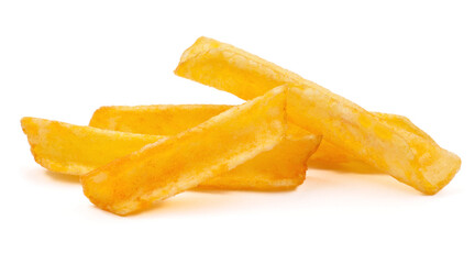 Naklejka na ściany i meble Potato chips in the form of sticks are isolated on a white background. Potato sticks are chips.