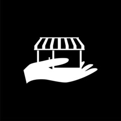 Shopping building or market store icon isolated on dark background